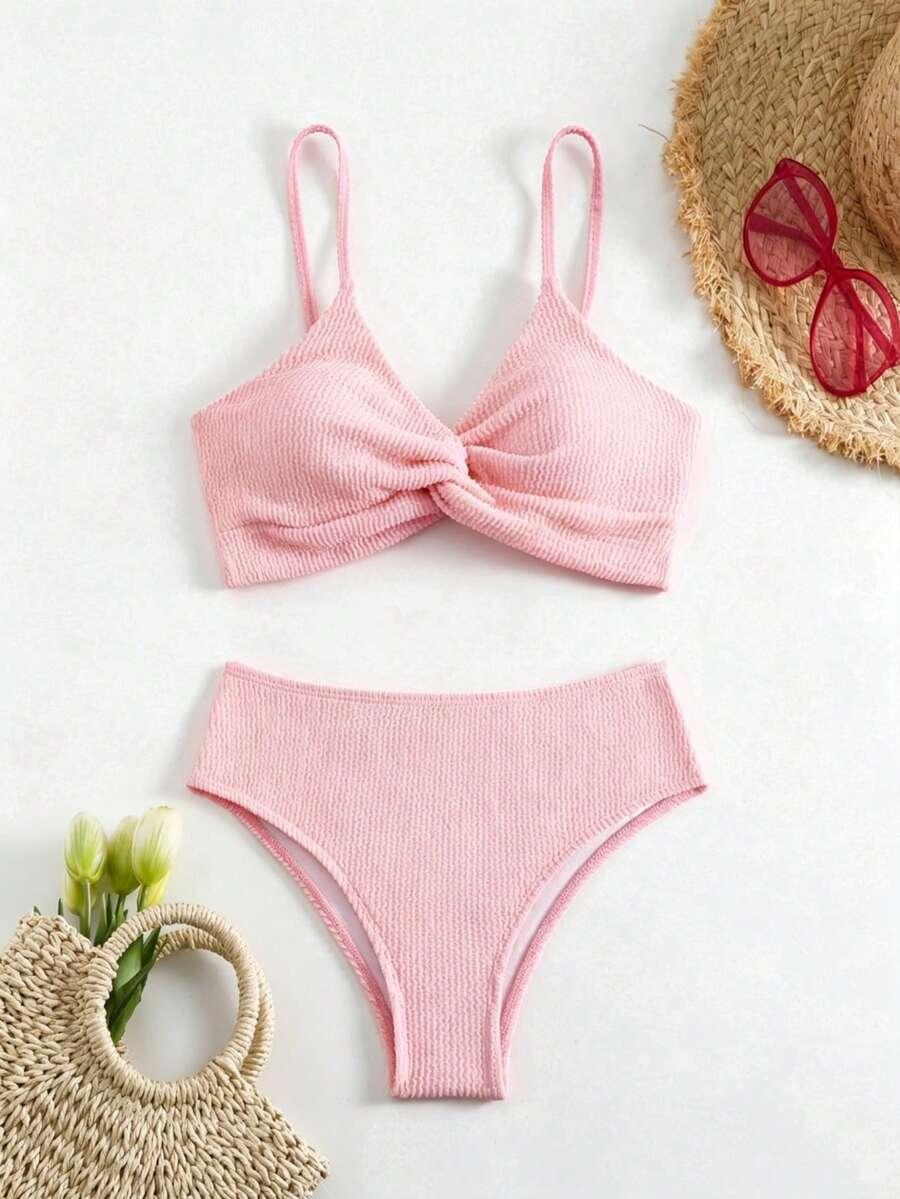SHEIN RÓŻOWA GÓRA OD BIKINI TEKSTURA S09__XL