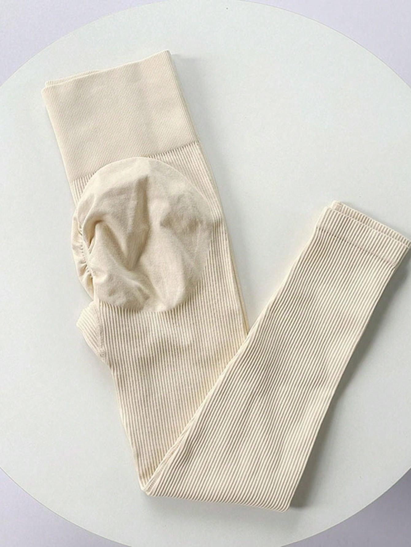 SHEIN BEŻOWE LEGGINSY WYSOKI STAN S06__M