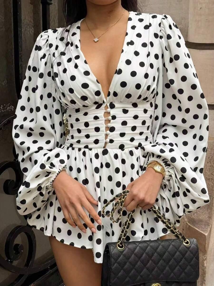 SHEIN MINI SUKIENKA WZÓR GROSZKI S06__L