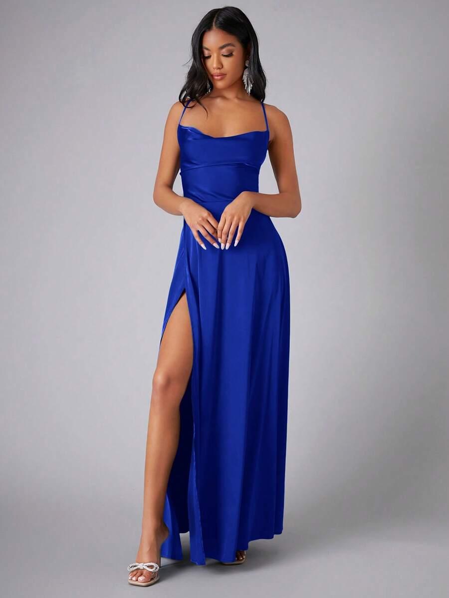 SHEIN NIEBIESKA MAXI SUKIENKA