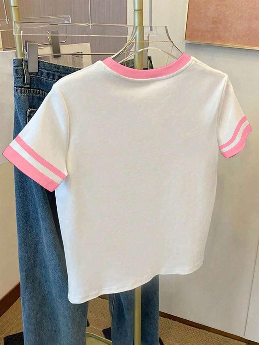 SHEIN BIAŁA BLUZKA Z KRÓTKIM RĘKAWEM S06__134/140