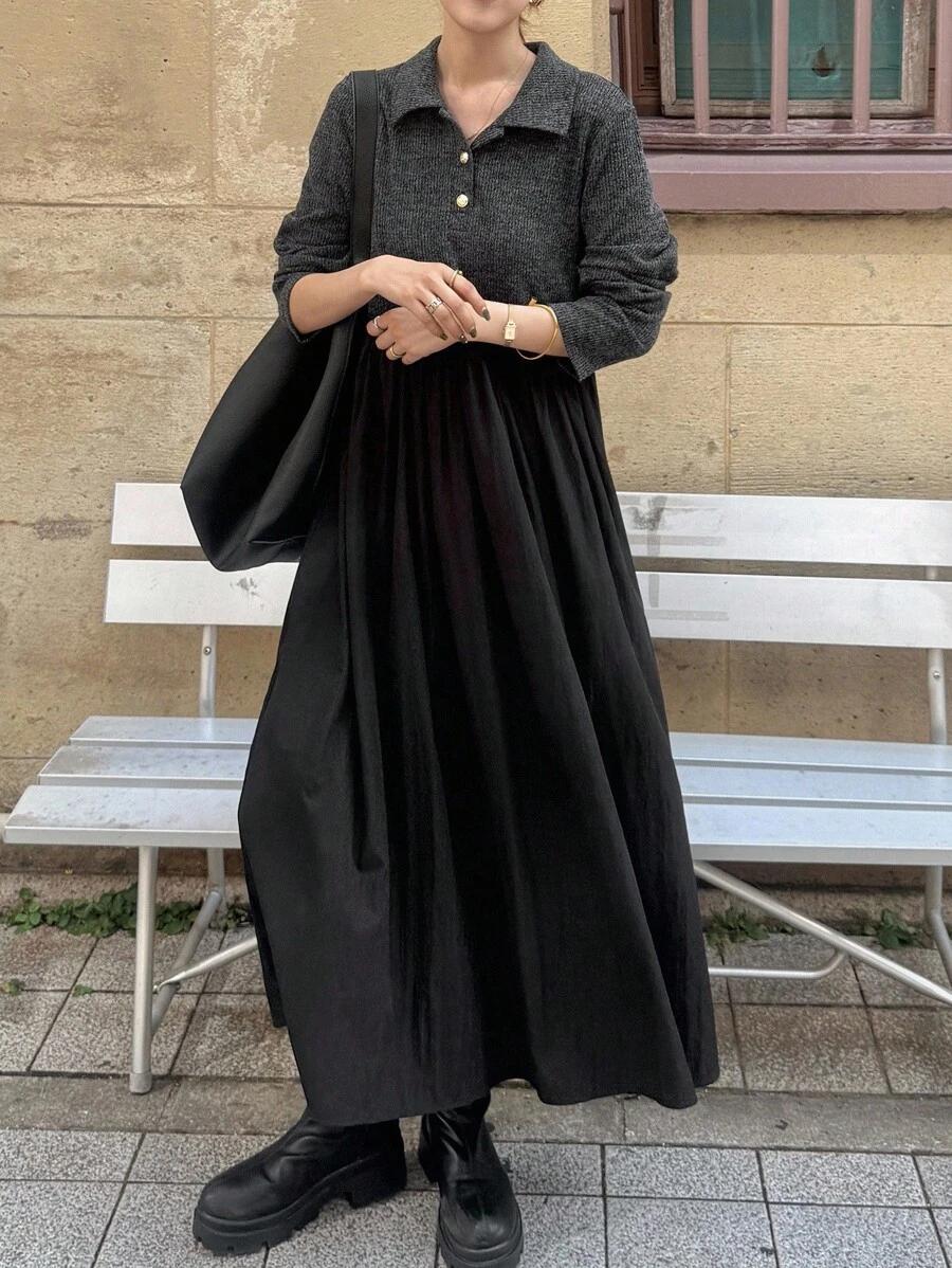 FRIFUL CZARNA MAXI SUKIENKA S06__S