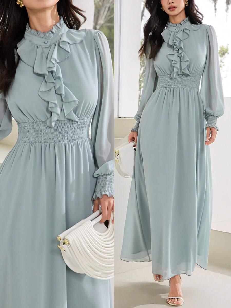 SHEIN MAXI SUKIENKA FALBANA STÓJKA PK01__XL
