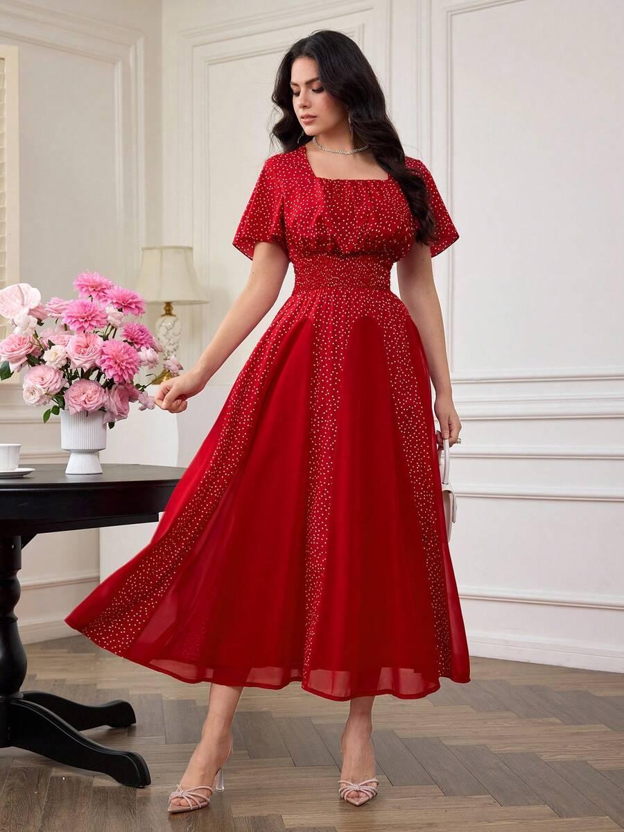 SHEIN CZERWONA SUKIENKA WZÓR S06__L