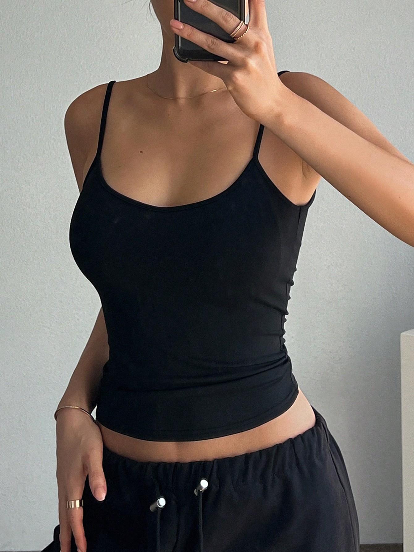 SHEIN CZARY CROP TOP NA RAMIĄCZACH S06__M