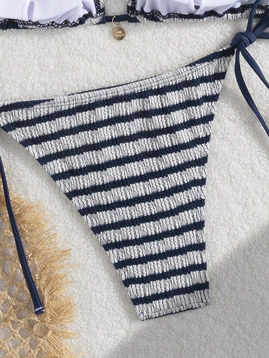 SHEIN DÓŁ OD BIKINI WZÓR PASKI S09__M