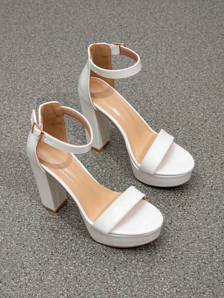 SHEIN BIAŁE SANDAŁY NA WYSOKIM OBCASIE S06__37,5