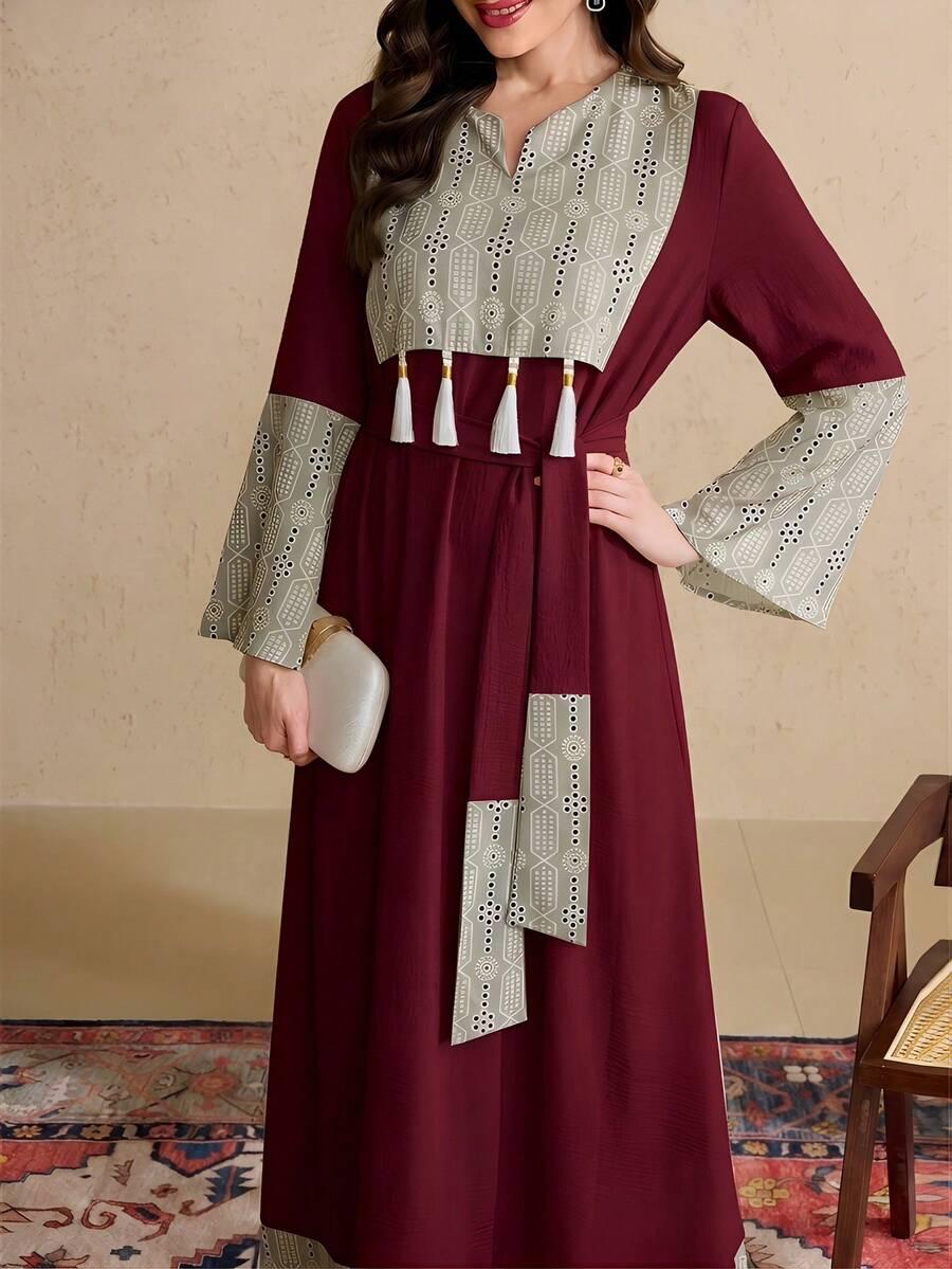 SHEIN MAXI SUKIENKA Z DŁUGIM RĘKAWEM S09__L