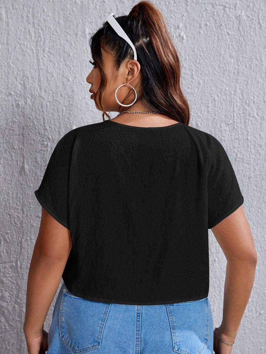 SHEIN CZARNA BLUZKA KRÓTKI RĘKAW S09__XXL