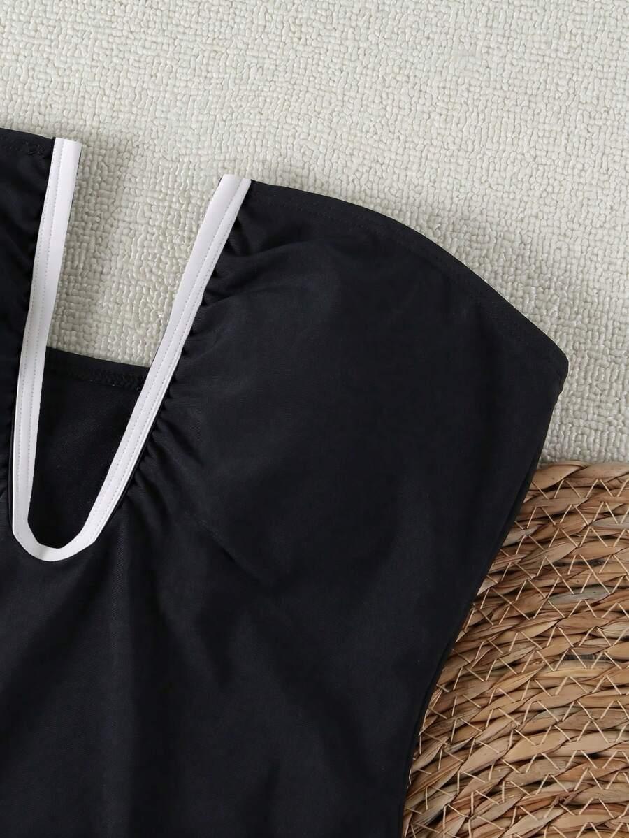 SHEIN JEDNOCZĘŚCIOWY STRÓJ KĄPIELOWY KONTRAST S09__M