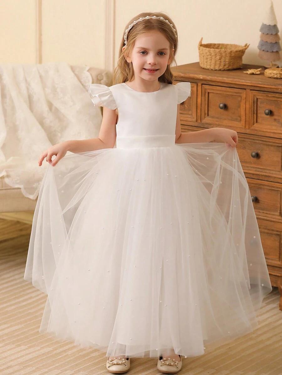SHEIN BIAŁA SUKIENKA TIUL PEREŁKI S06__116-122