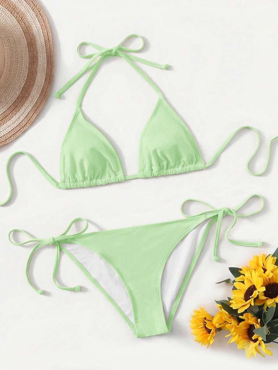 SWIM BASICS ZIELONY DWUCZĘŚCIOWY STRÓJ KĄPIELOWY WIĄZANIE S09__M