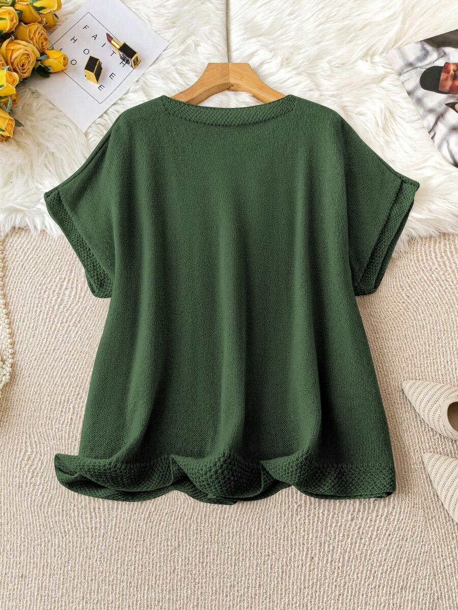 SHEIN ZIELONY SWETER KRÓTKI RĘKAW S06__48