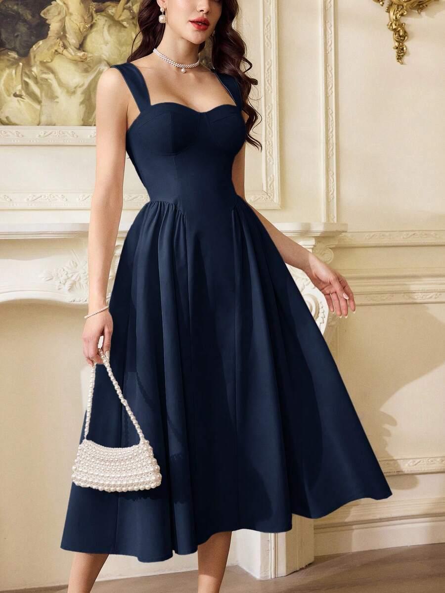 SHEIN GRANATOWA MIDI SUKIENKA S06__XL