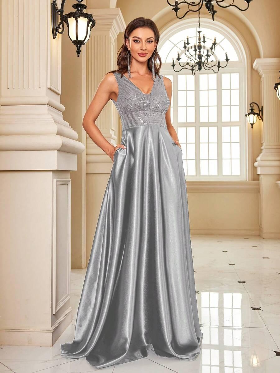 BLUEPLUM SREBRNA MAXI SUKIENKA S06__S