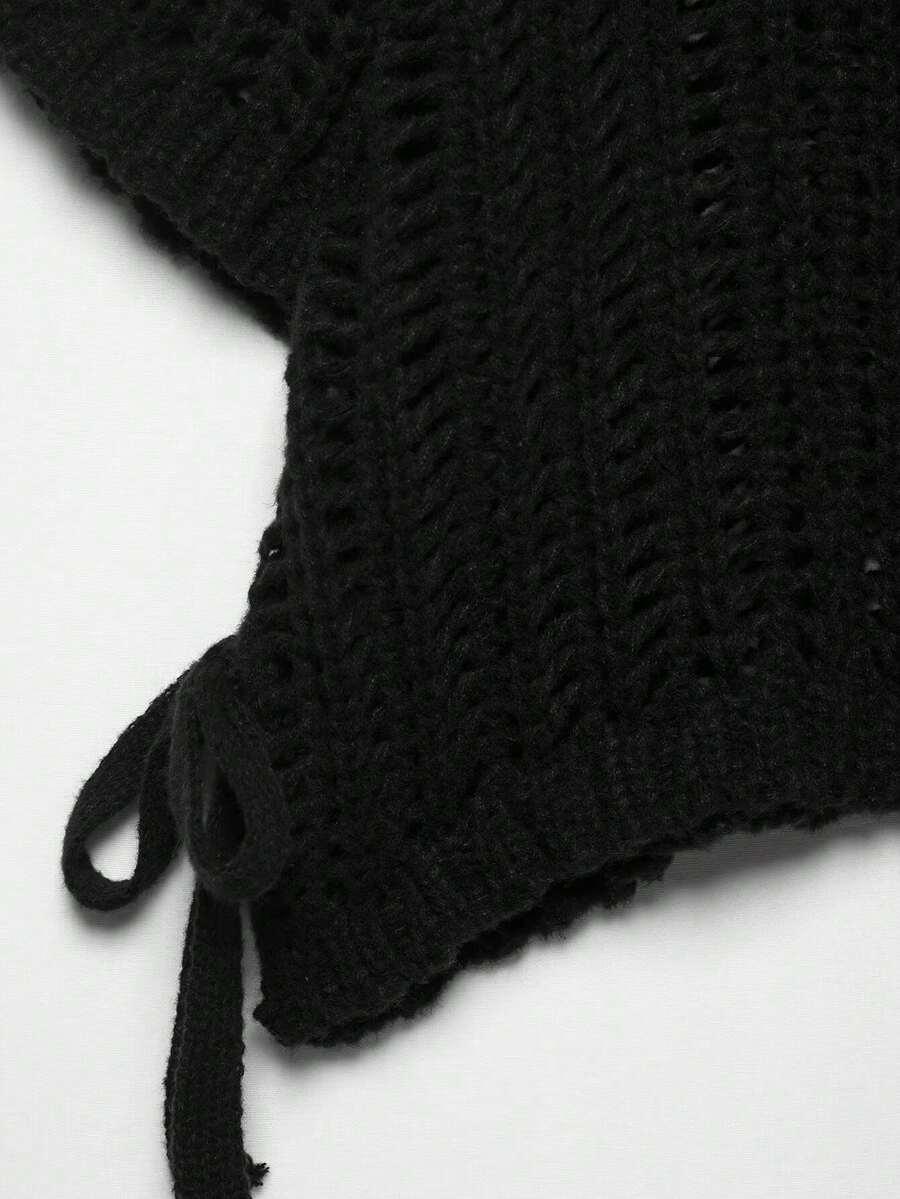 SHEIN CZARNY SWETER KRÓTKI RĘKAW S06__M