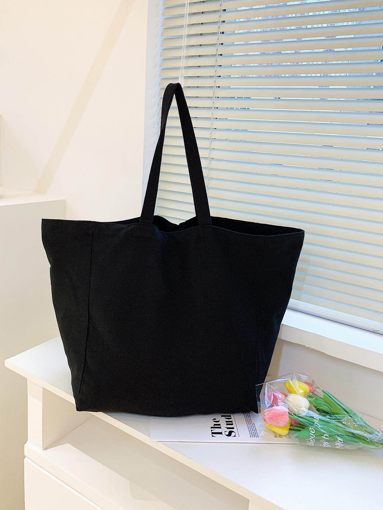SHEIN CZARNA TORBA NA ZAKUPY S07__34X36CM