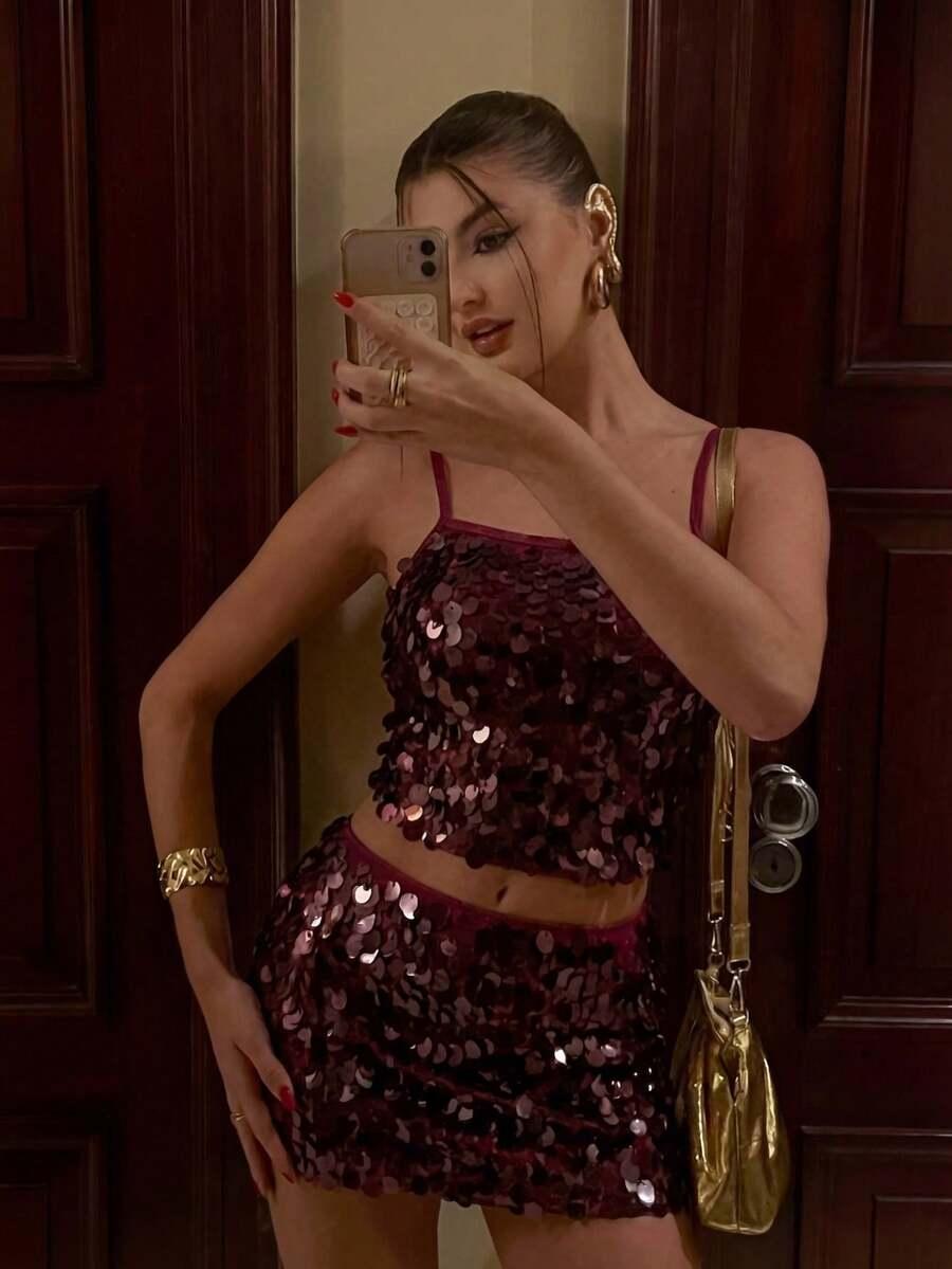 SHEIN TOP NA RAMIĄCZKACH ZDOBIENIE S06__XS