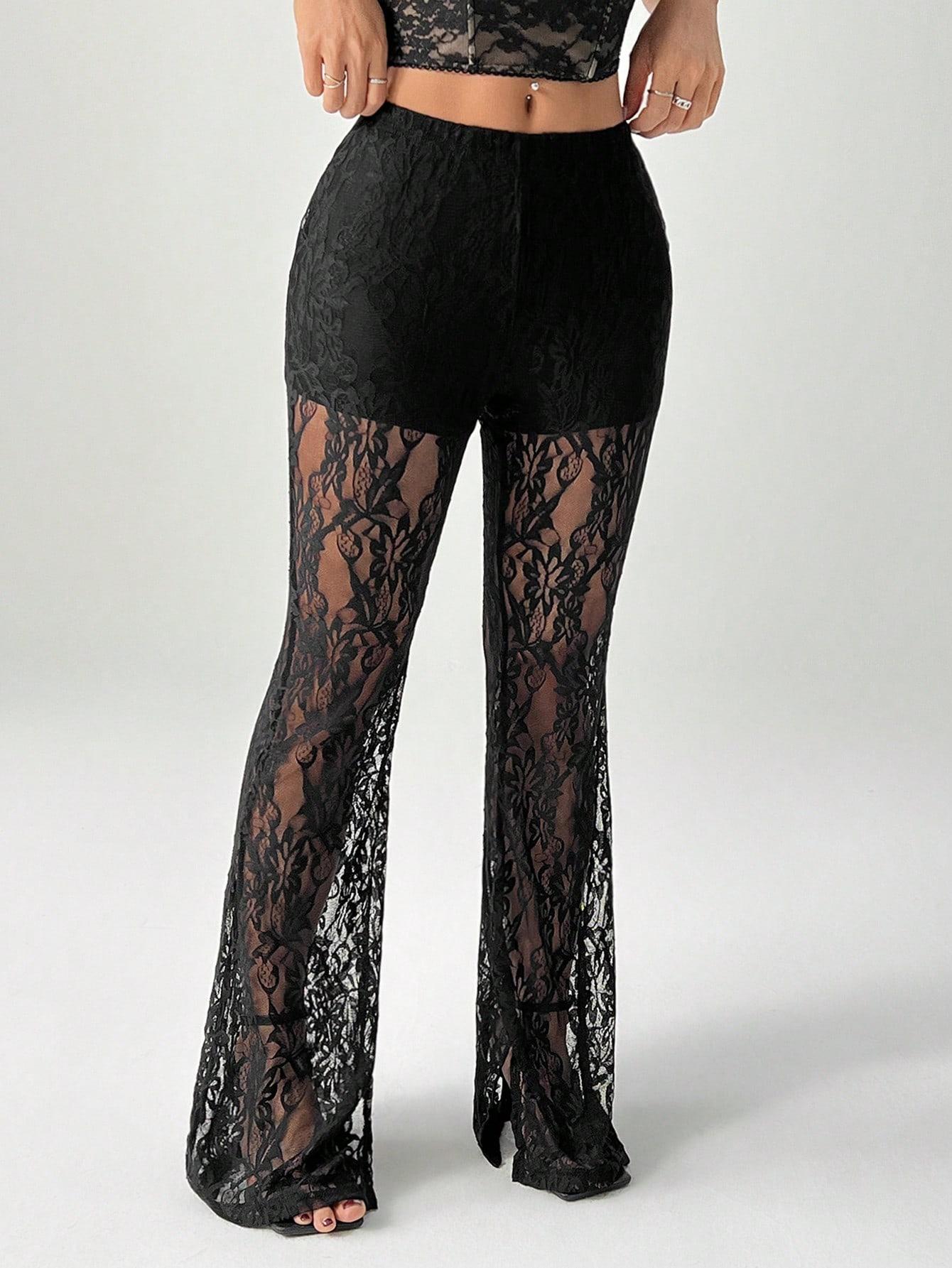 SHEIN CZARNE SPODNIE KORONKA S06__XXL