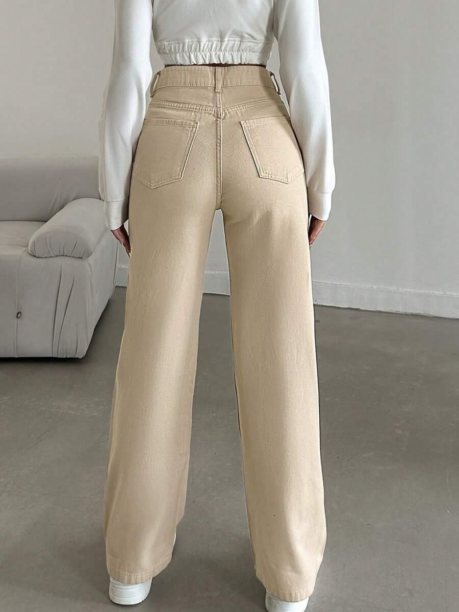 SHEIN BEŻOWE SPODNIE JEANS S06__M