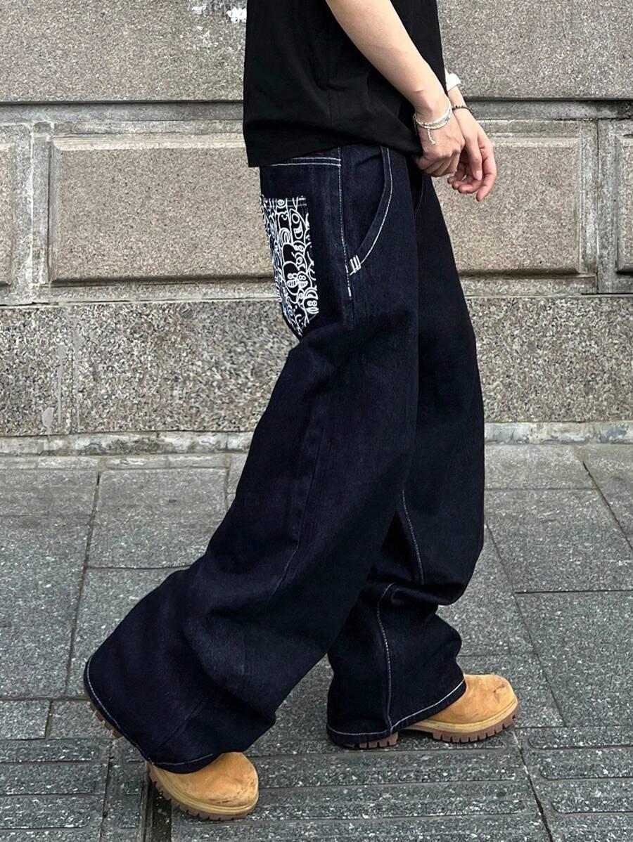 MANFINITY GRANATOWE SPODNIE JEANS S06__XL