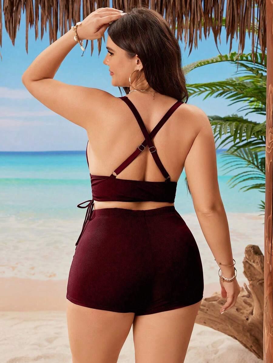 SHEIN BORDOWY DWUCZĘŚCIOWY STRÓJ KĄPIELOWY S09__46