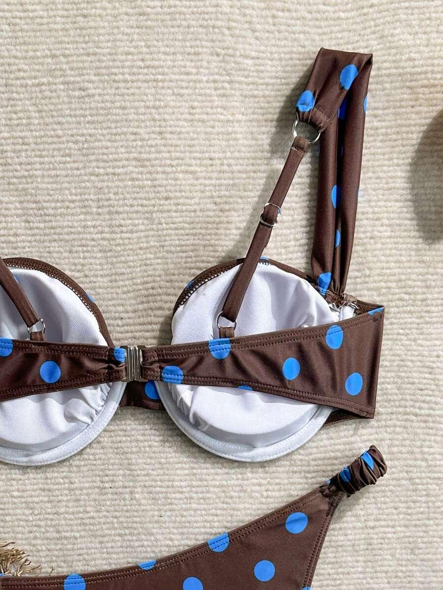SWIM VCAY BRĄZOWY DWUCZĘŚCIOWY STRÓJ KĄPIELOWY GROSZKI S09__L