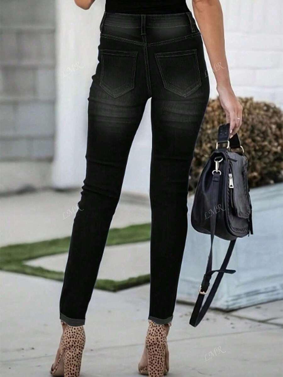 SHEIN CZARNE SPODNIE JEANS RURKI S06__M