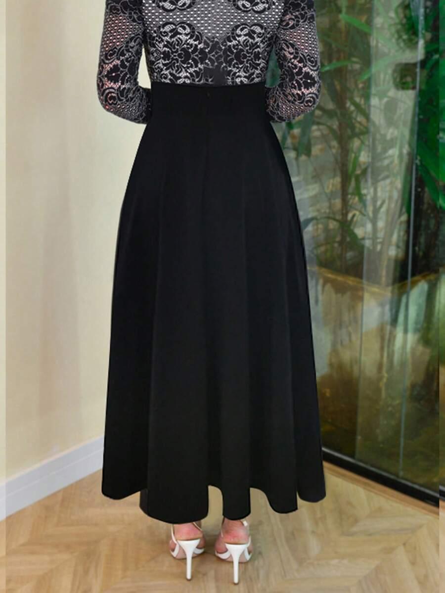 SHEIN CZARNA MAXI SPÓDNICA S06__S