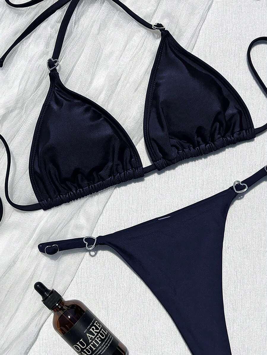 SHEIN GRANATOWY KOMPLET BIKINI S09__M
