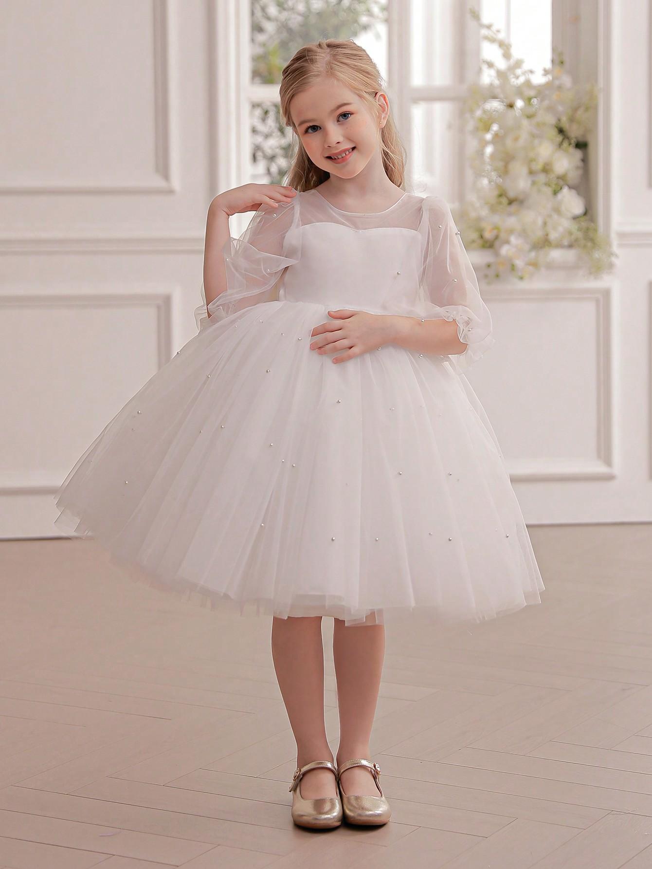 SHEIN BIAŁA SUKIENKA TIUL ZDOBIENIE S06__98/104