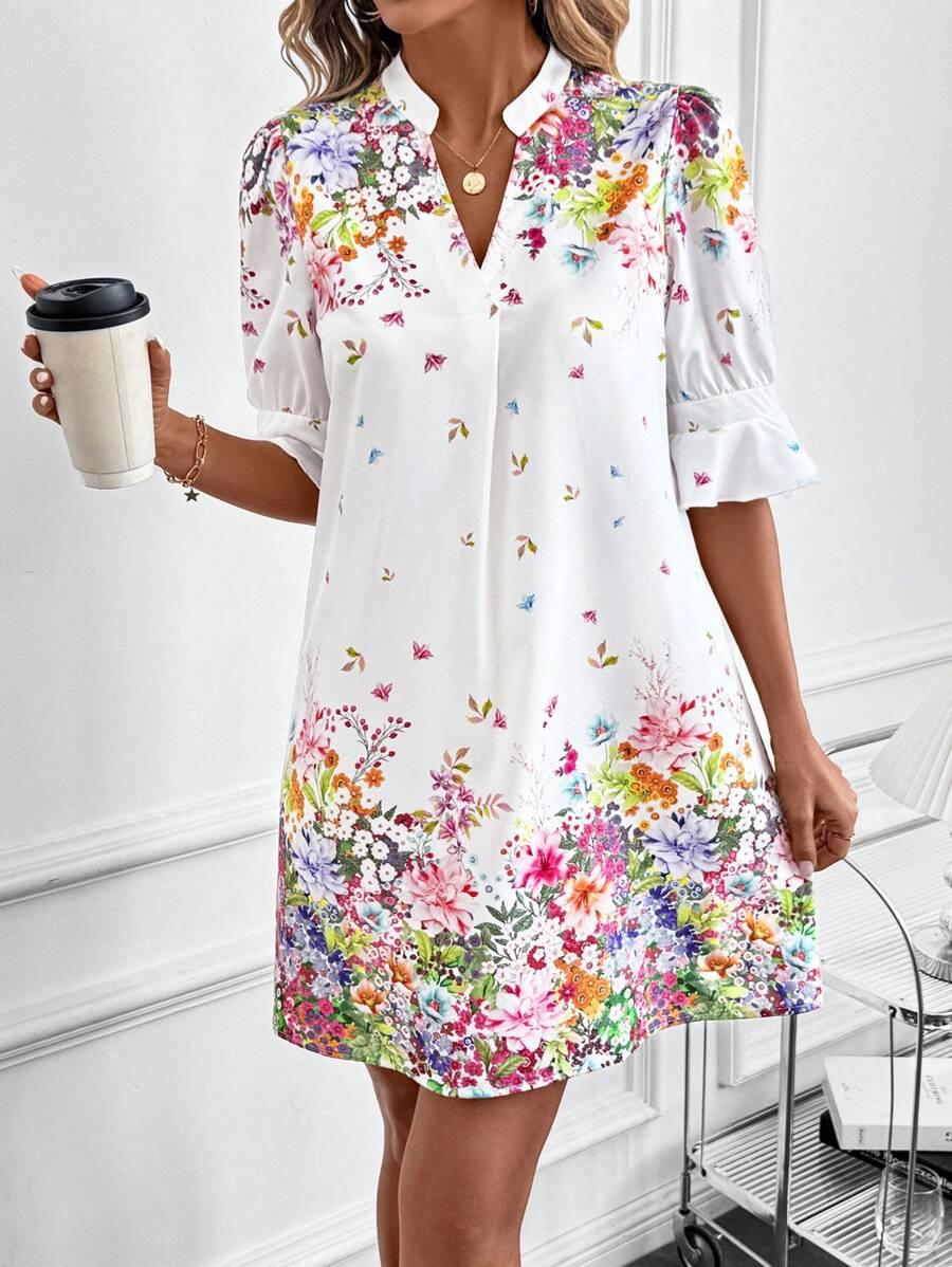 SHEIN SUKIENKA PRINT V-NECK S06__L