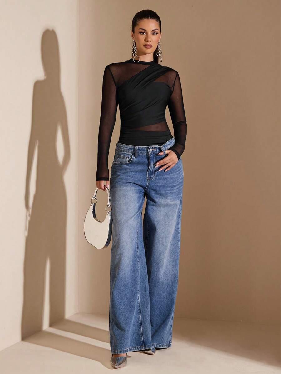 SHEIN CZARNE BODY SIATECZKA S06__S