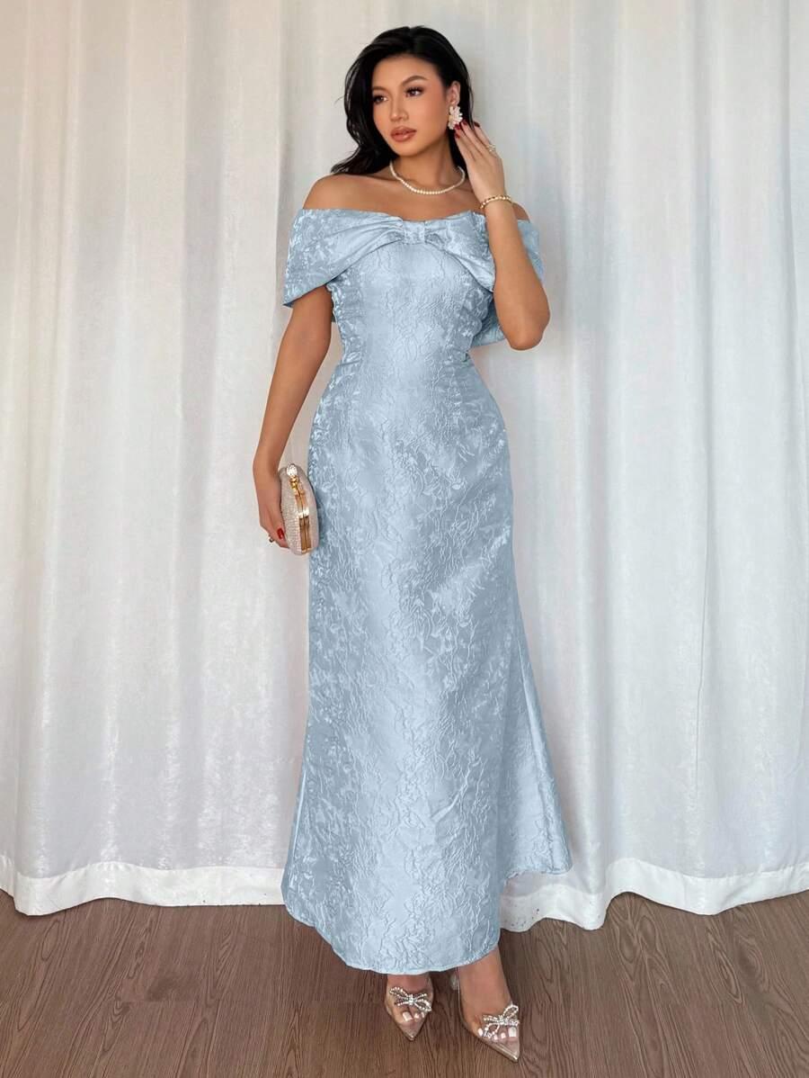 SHEIN NIEBIESKA MAXI SUKIENKA ODKRYTE RAMIONA S06__M