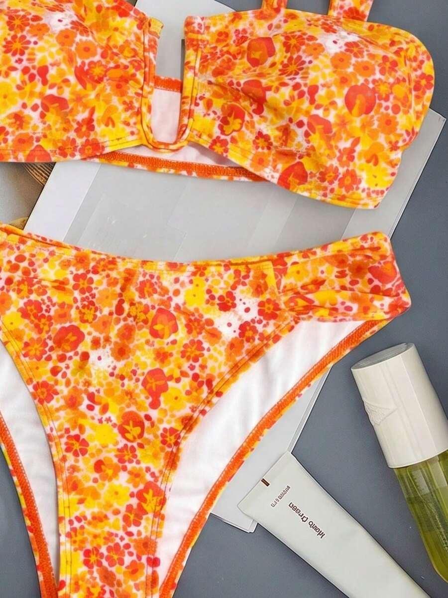 SWIM MOD DWUCZĘŚCIOWY STRÓJ KĄPIELOWY WZÓR KWIATY S09__L