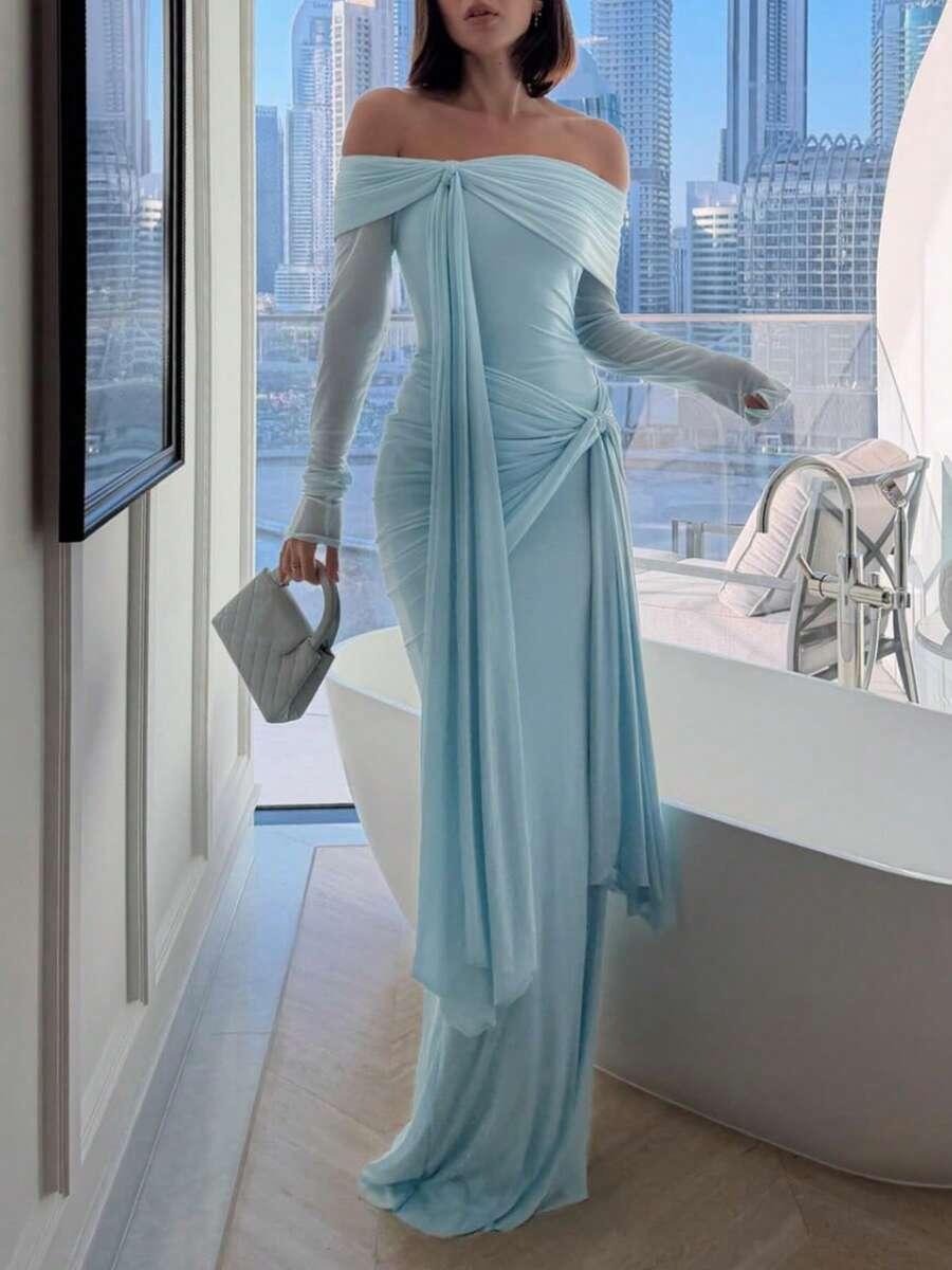 SHEIN NIEBIESKA MAXI SUKIENKA S06__S