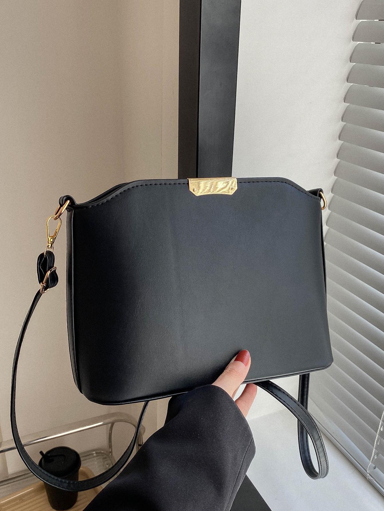 SHEIN CZARNA TOREBKA IMITACJA SKÓRY S07__24,5X9,5X18,5