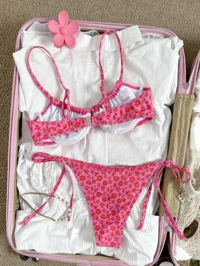 SHEIN DÓŁ OD BIKINI WZÓR KWIATY S09__S