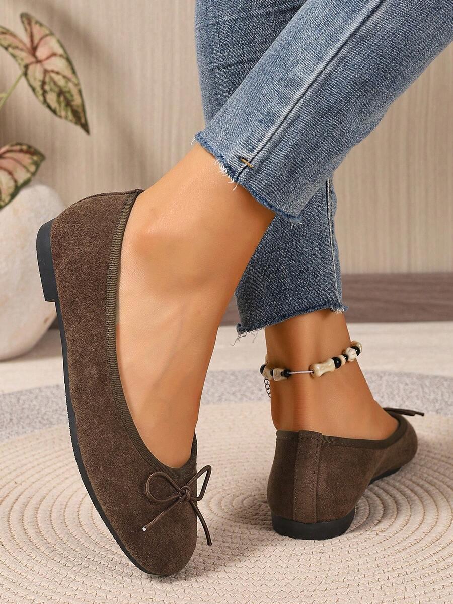 SHEIN BRĄZOWE BALERINY IMITACJA ZAMSZU S06__37,5