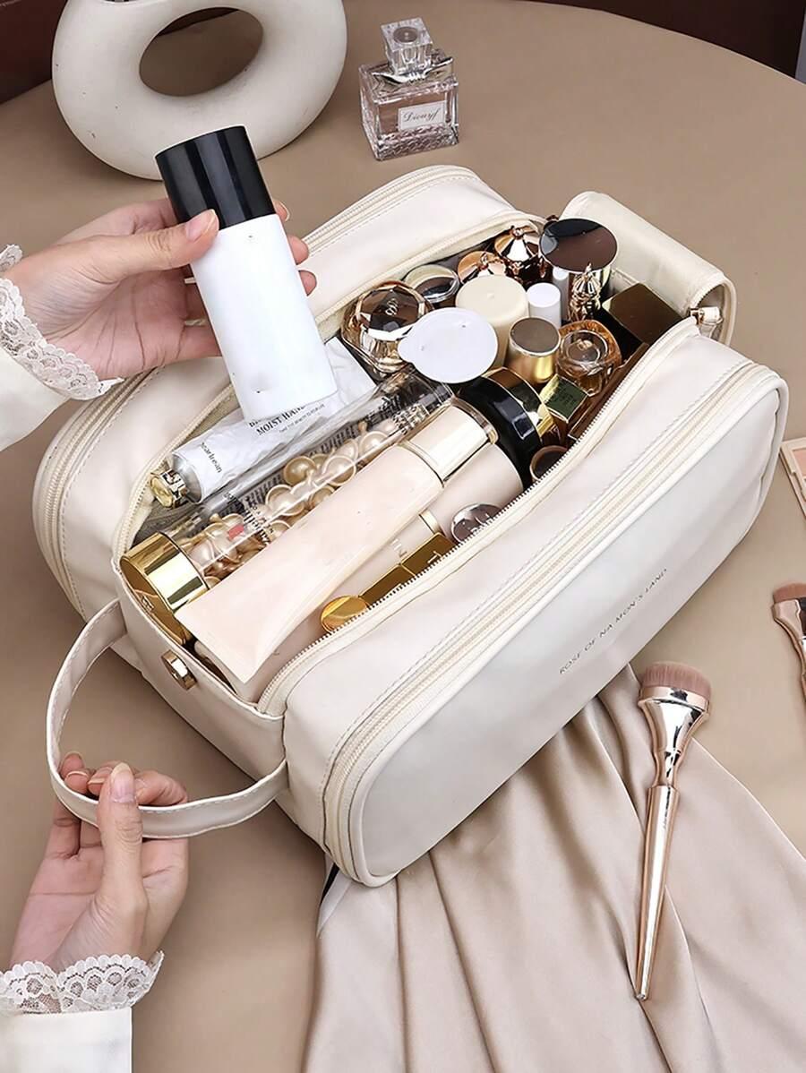 SHEIN BEŻOWA KOSMETYCZKA ZAMEK S07__28X15X19