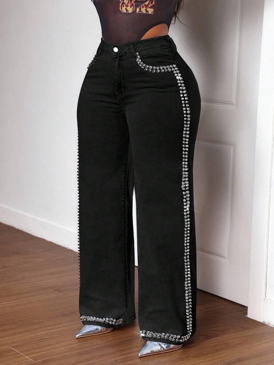 SLAYDIVA CZARNE SPODNIE JEANS S06__48