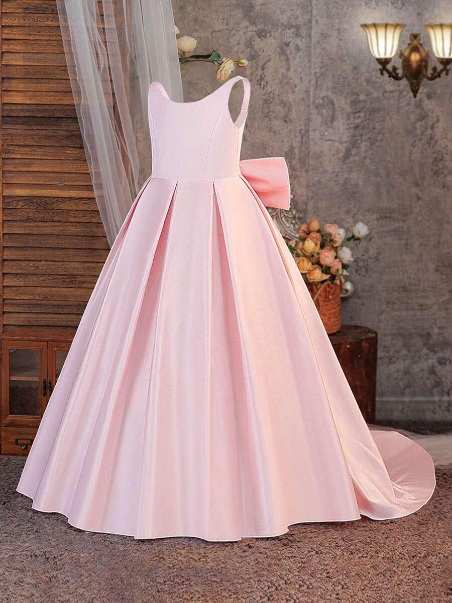 SHEIN RÓŻOWA MAXI SUKIENKA KOKARDA S09__146-152