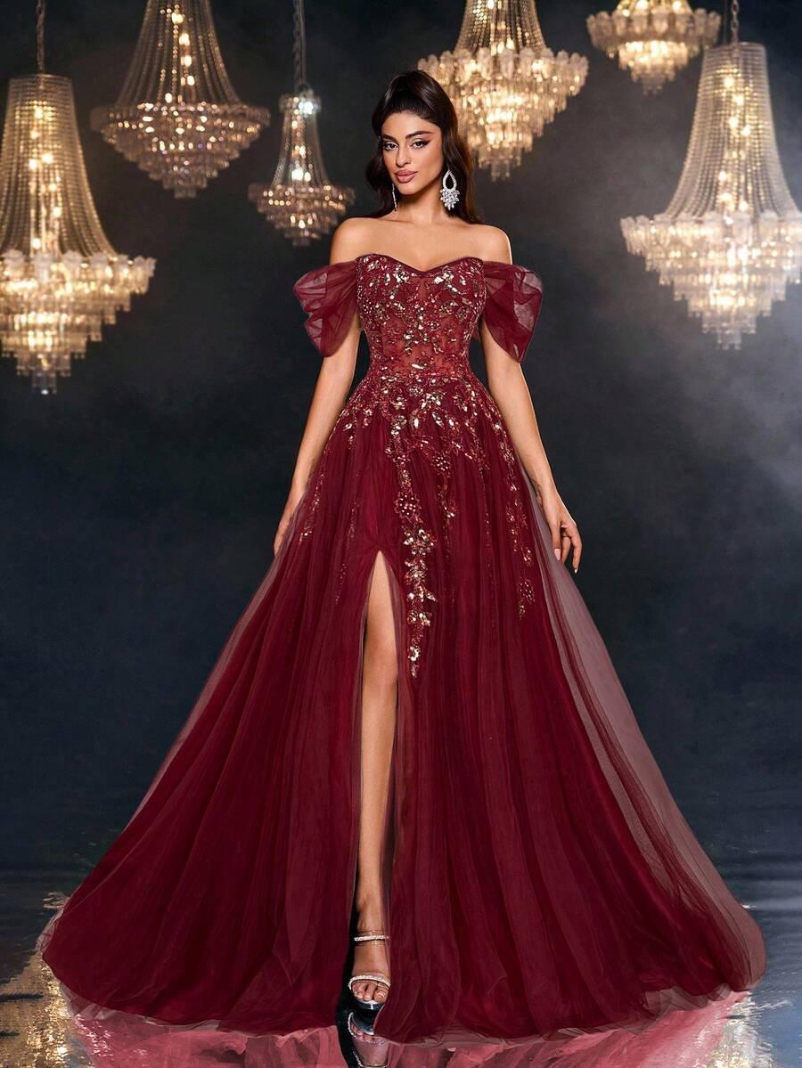 GLAMRAE CZERWONA MAXI SUKIENKA S06__L