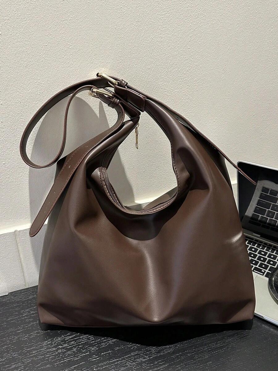 SHEIN BRĄZOWA TOREBKA IMITACJA SKÓRY S07__33X12,5X26