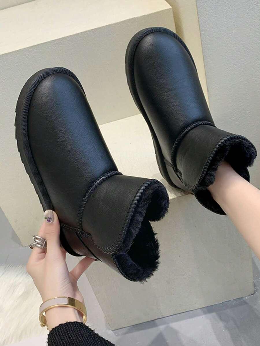 SHEIN CZARNE ŚNIEGOWCE SZTUCZNE FUTERKO W01__36-36,5