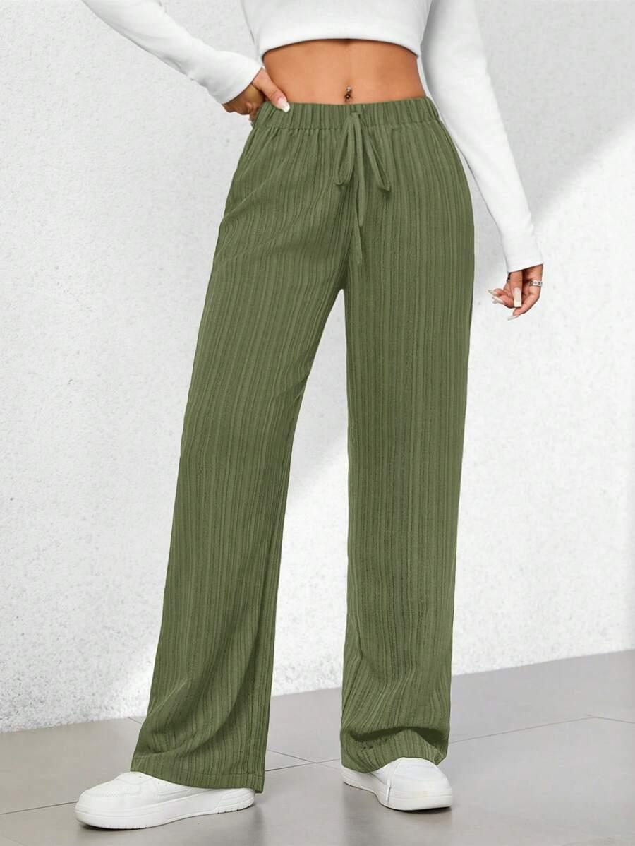 SHEIN SZARE SPODNIE CASUAL TEKSTURA WIĄZANIE PK01__XS