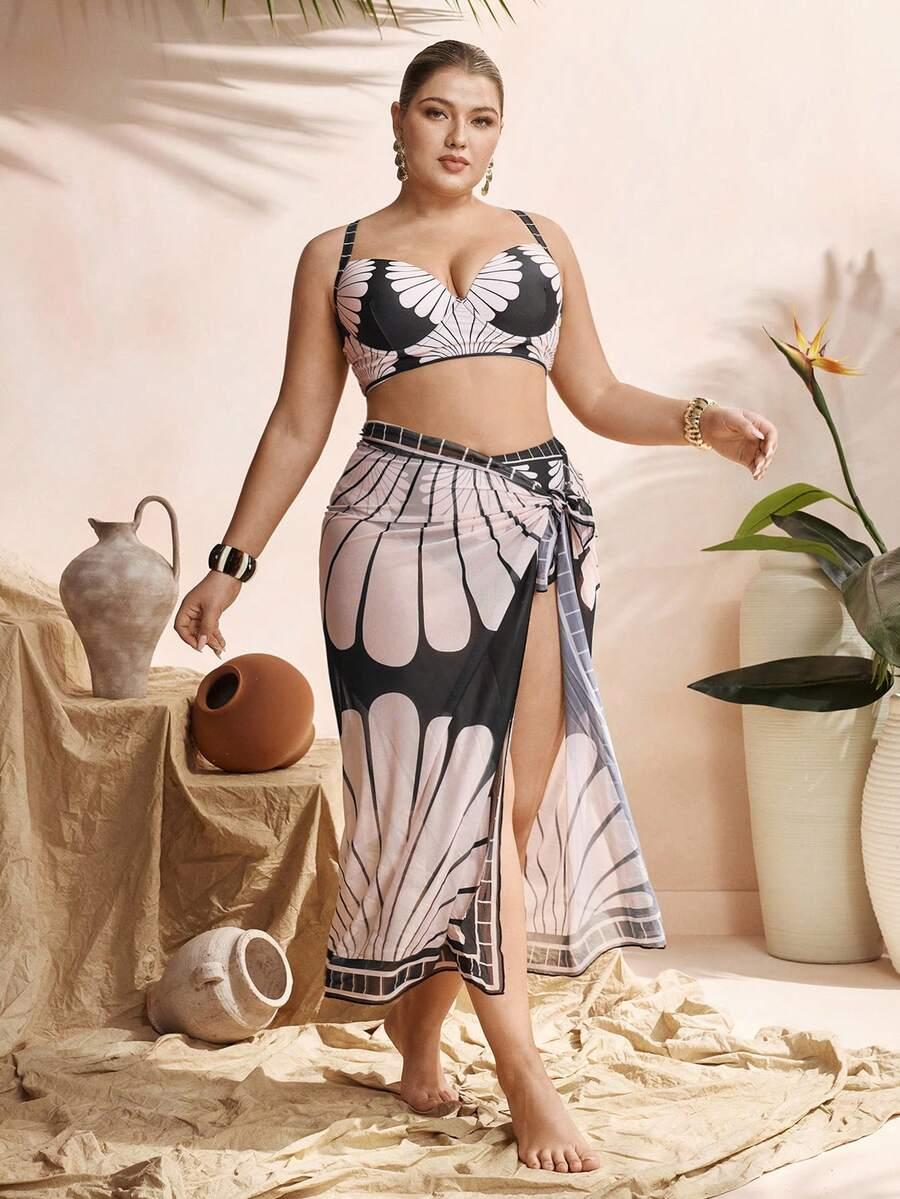 SWIM OASIS DWUCZĘŚCIOWY STRÓJ KĄPIELOWY PRINT PAREO KOMPLET PK01__48