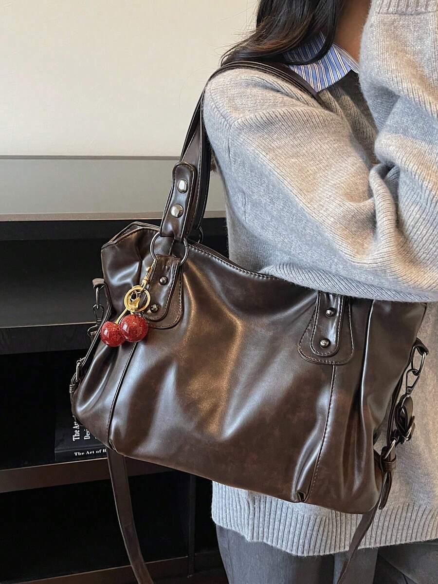 SHEIN BRĄZOWA TOREBKA IMITACJA SKÓRY S07__25X40X12