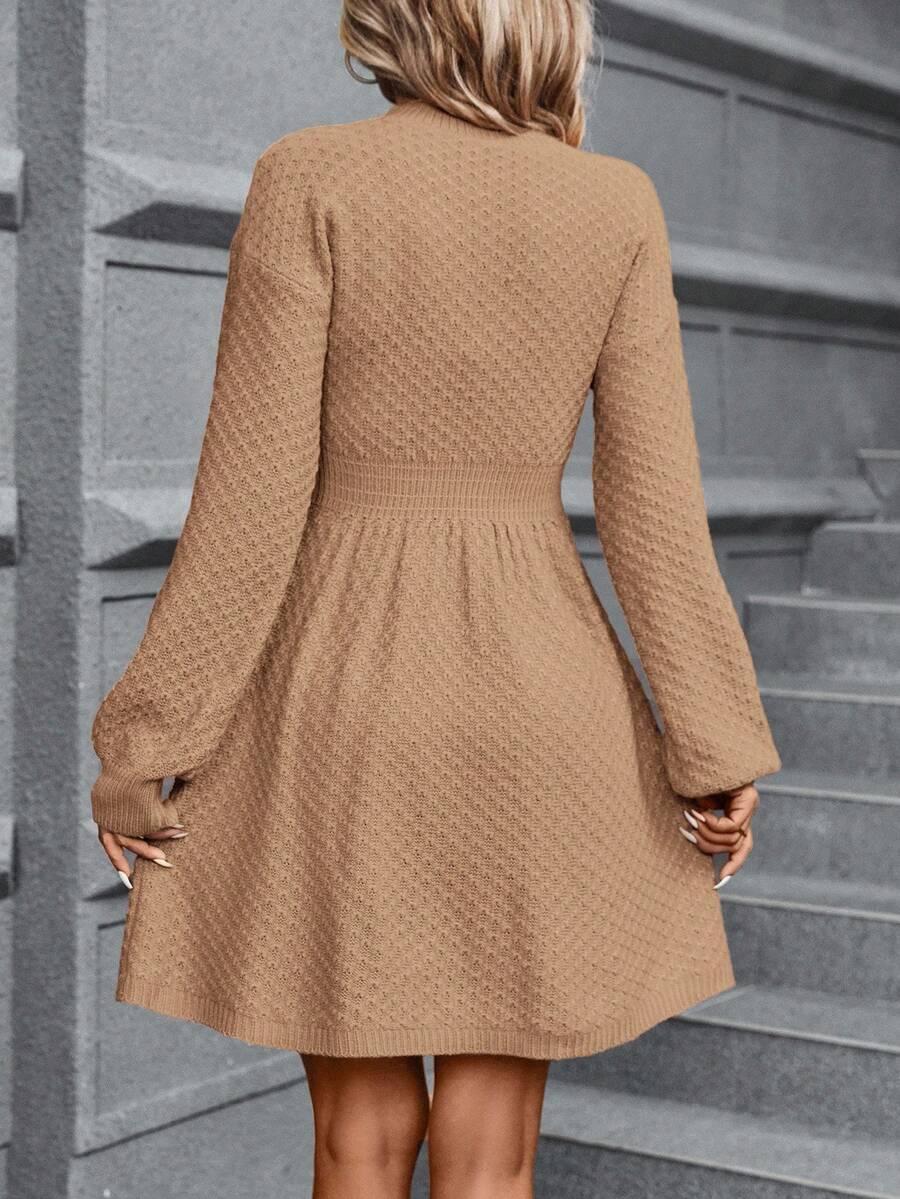 SHEIN BEŻOWA SUKIENKA Z DŁUGIM RĘKAWEM PK01__S