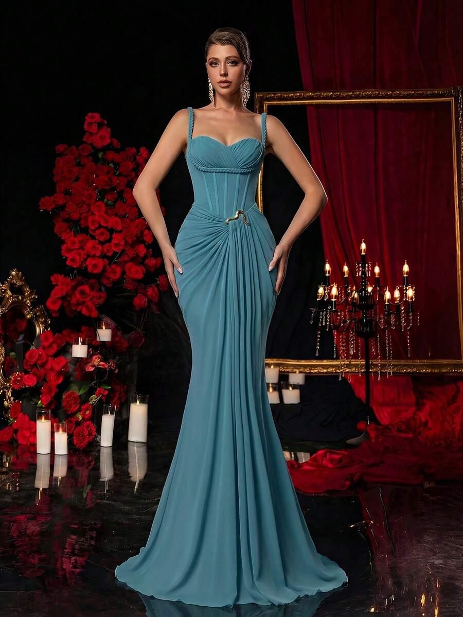 GLAMRAE NIEBIESKA MAXI SUKIENKA S06__M